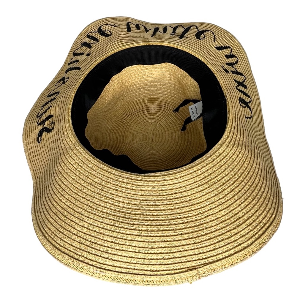Women’s Woven “Sunshine White Wine” Adjustable Sun Hat With Black Band By C.C. - Picture 6 of 9